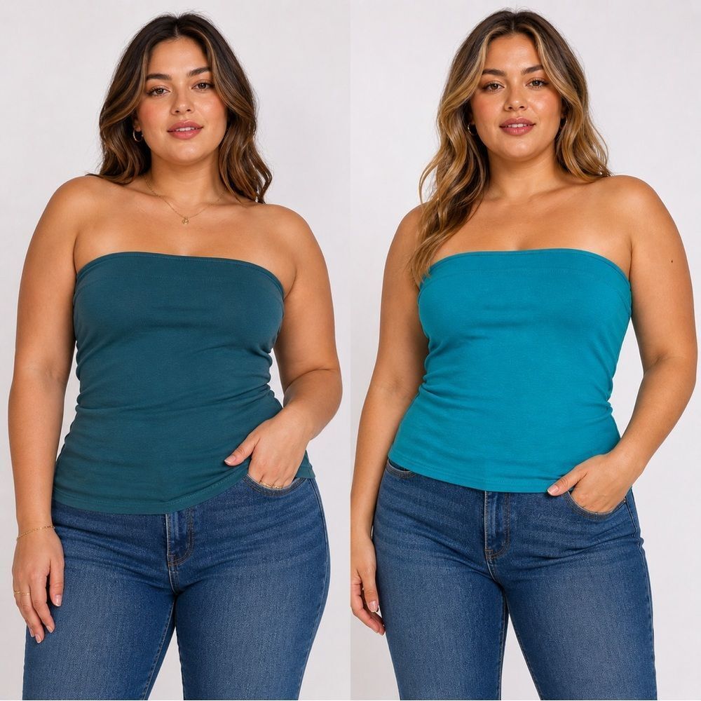 American Eagle Outfitters Strapless Reversible Tube Top Blue Teal Green size L